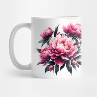 botanic watercolors, pink flowers peony flowers Mug